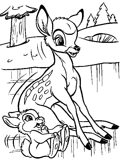 Plansa de colorat cu Bambi 15 7